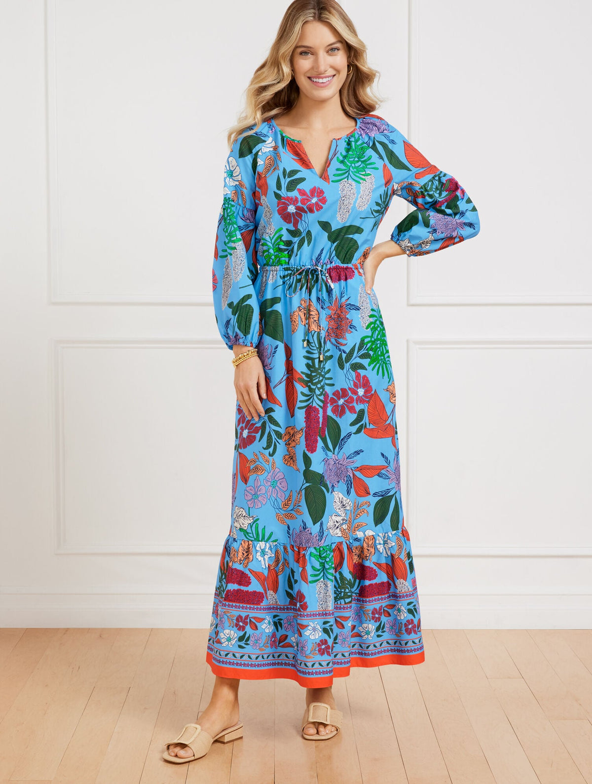MODERN POPLIN PUFF SLEEVE DRESS - JOYFUL FLORAL | Talbots