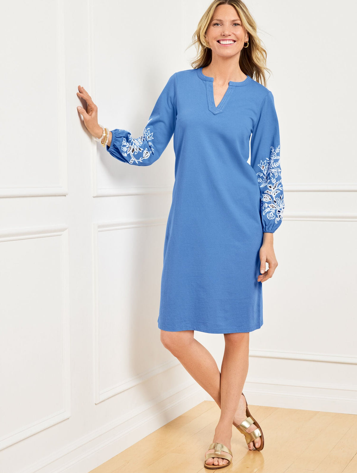 EMBROIDERED SHIFT DRESS | Talbots