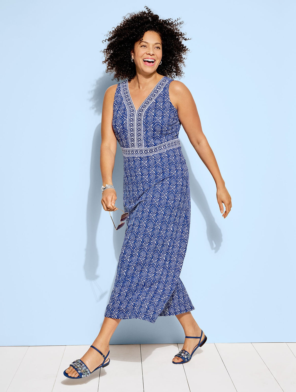 EFFORTLESS JERSEY MAXI DRESS - PRETTY MEDALLION | Talbots