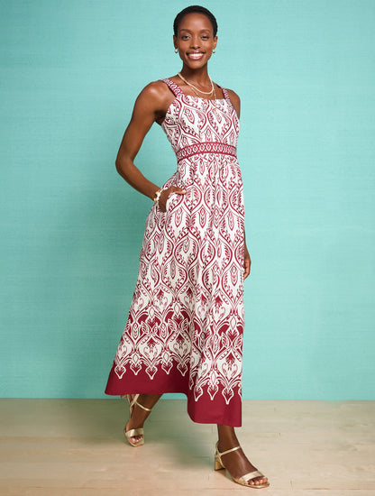 MODERN POPLIN FIT & FLARE DRESS - BOHEMIAN MEDALLION | Talbots
