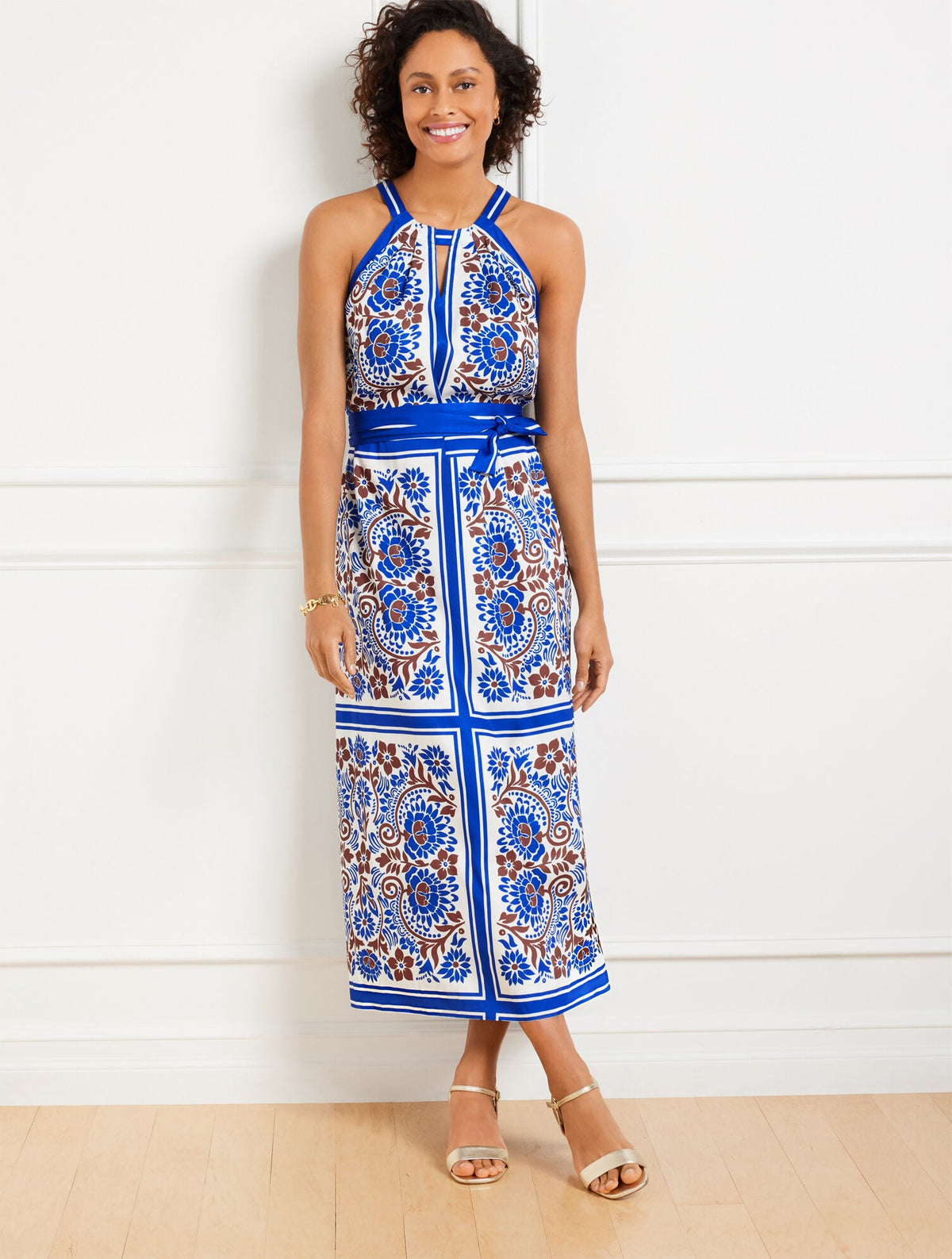 HALTER MAXI DRESS - BICOLOR FLORAL | Talbots