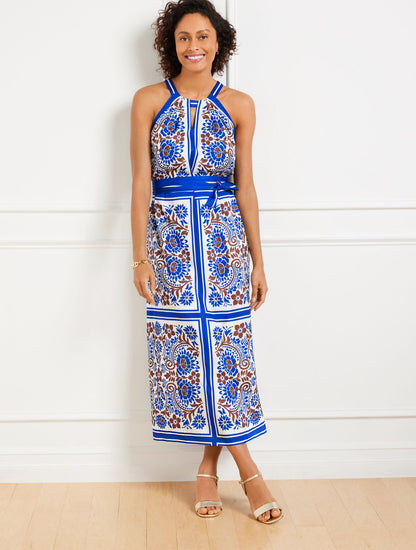 HALTER MAXI DRESS - BICOLOR FLORAL | Talbots