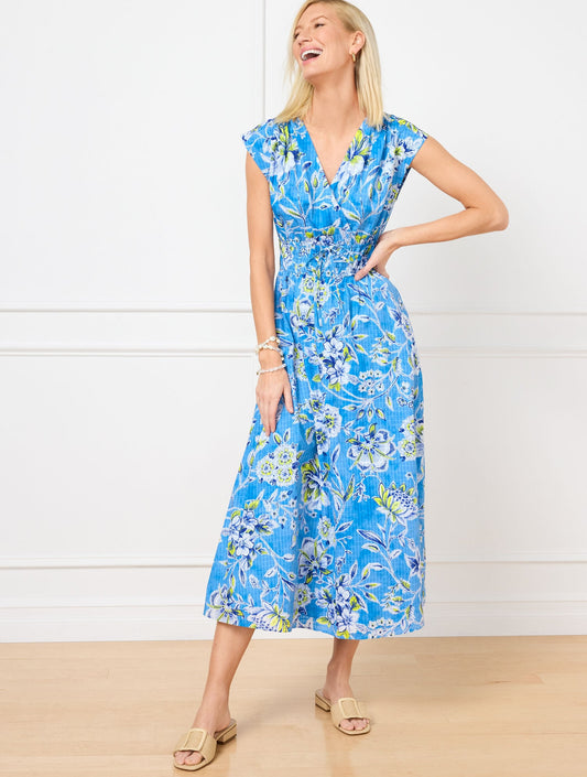 V-NECK MIDI DRESS - SKETCHED BOTANICAL | Talbots