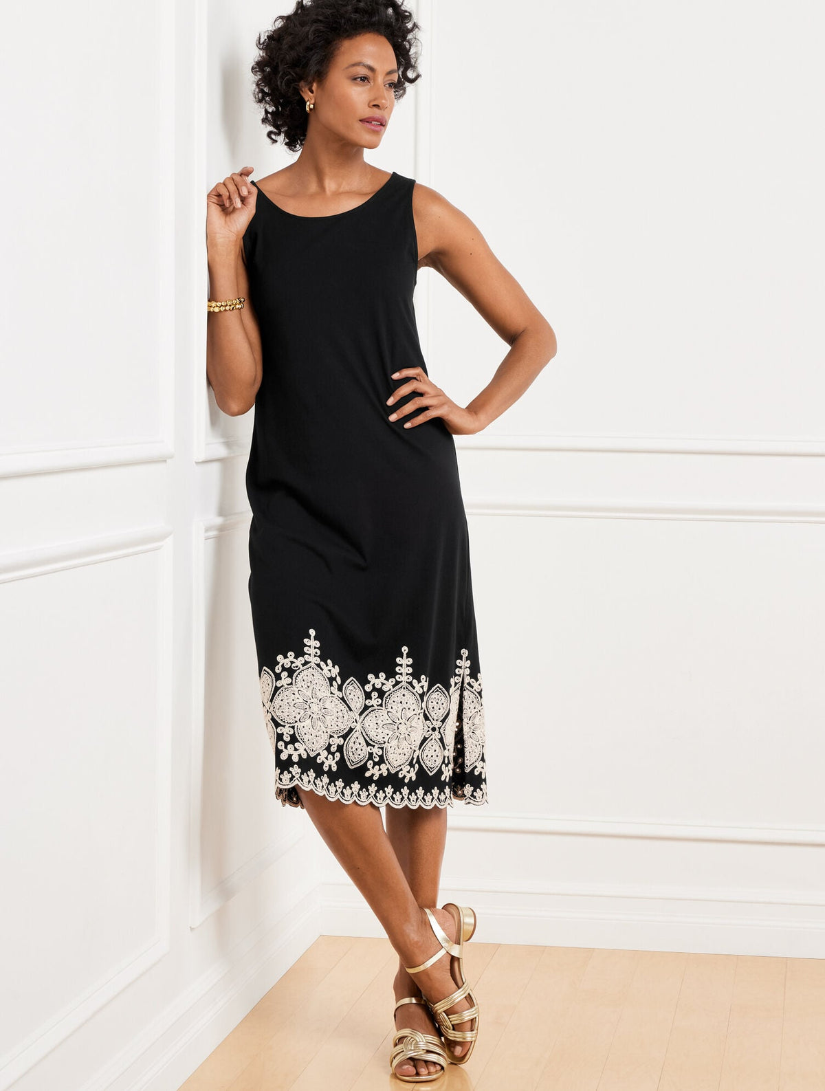 EMBROIDERED JERSEY DRESS | Talbots