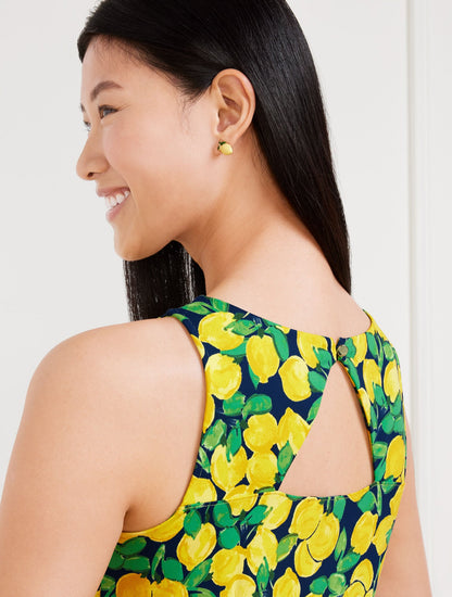 EFFORTLESS JERSEY SLEEVELESS SHIFT DRESS - LEMON BUNCHES | Talbots