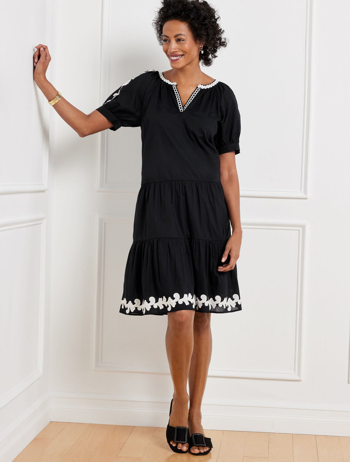 EMBROIDERED TIERED DRESS | Talbots