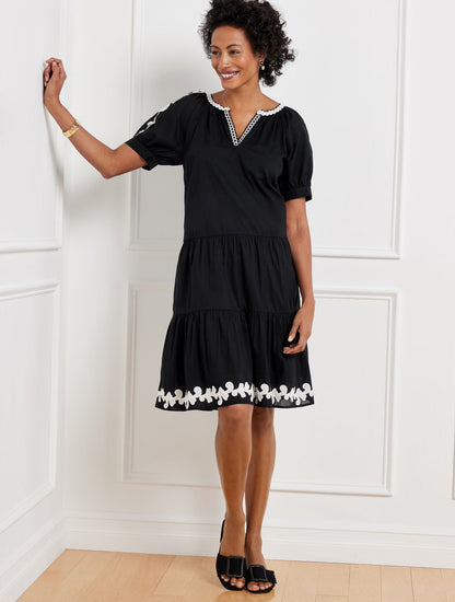 EMBROIDERED TIERED DRESS | Talbots