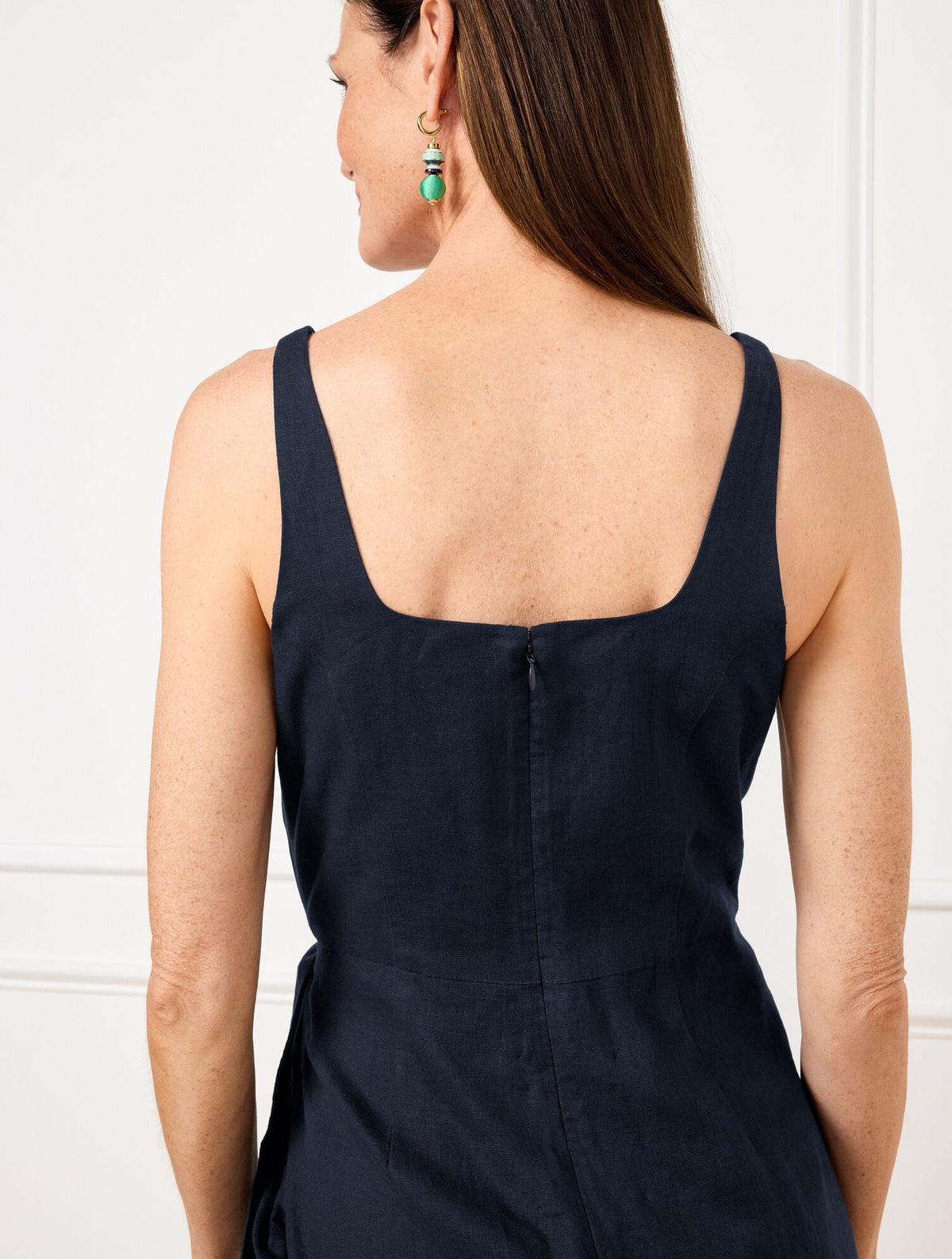 SQUARE NECK WRAP LINEN DRESS | Talbots