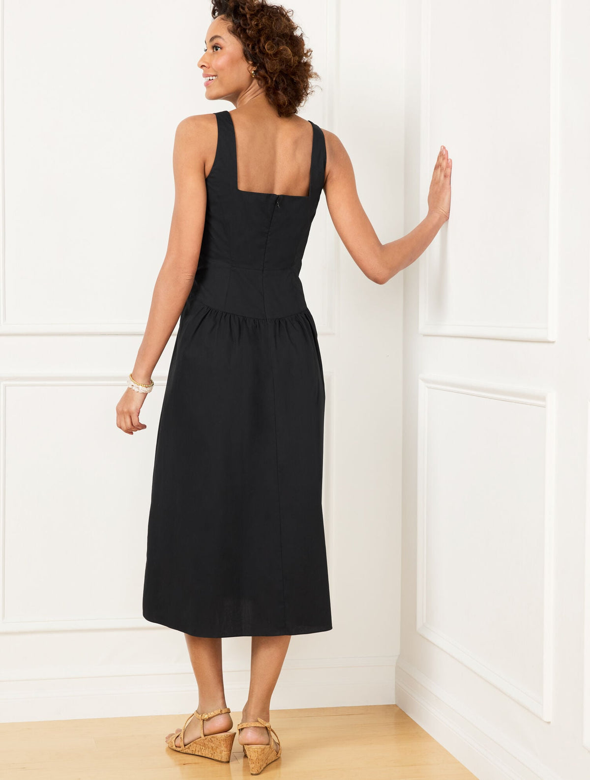MODERN POPLIN FIT & FLARE DRESS | Talbots