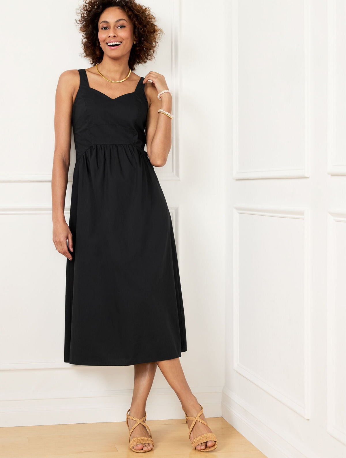 MODERN POPLIN FIT & FLARE DRESS | Talbots