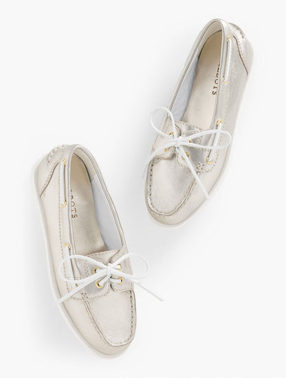 FINLEY METALLIC NAPPA BOAT SHOES | Talbots