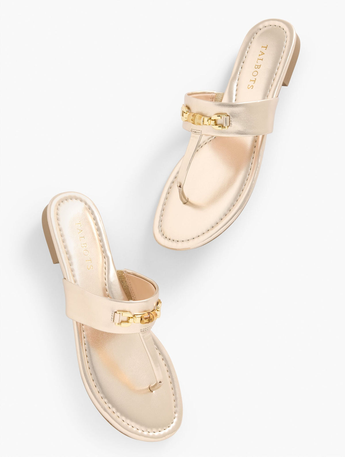 GIA BAMBOO METALLIC THONG SANDALS | Talbots