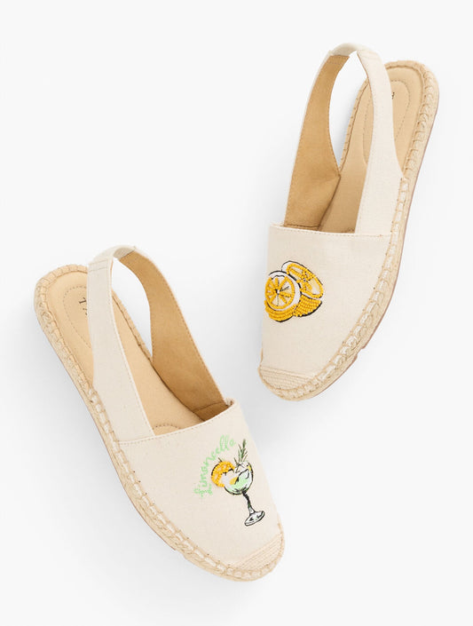 IZZY SLINGBACK BEADED ESPADRILLE FLATS - LEMONS | Talbots