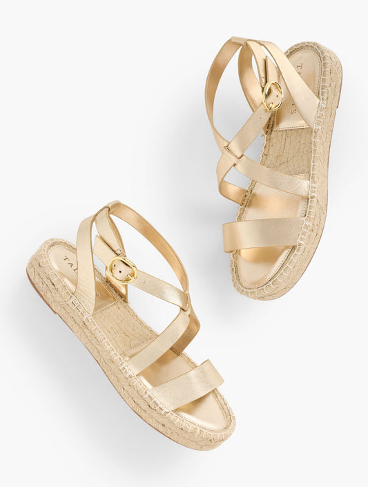 HESTER METALLIC NAPPA ESPADRILLE SANDALS | Talbots