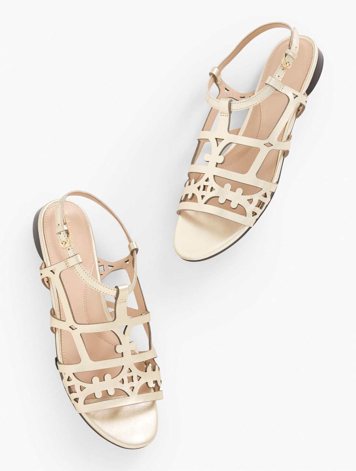 KALI LASER CUT VACHETTA METALLIC SANDALS | Talbots