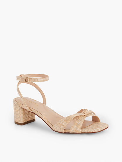LILY RAFFIA BLOCK HEEL SANDALS - FRAYED | Talbots