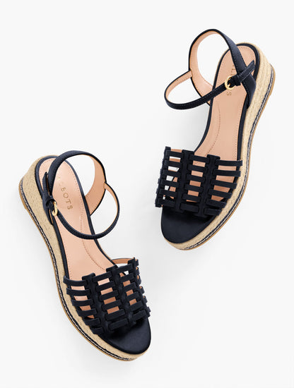 PAMELA WOVEN NAPPA WEDGE SANDALS | Talbots