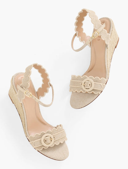 ROYCE METALLIC SCALLOPED WEDGE SANDALS | Talbots