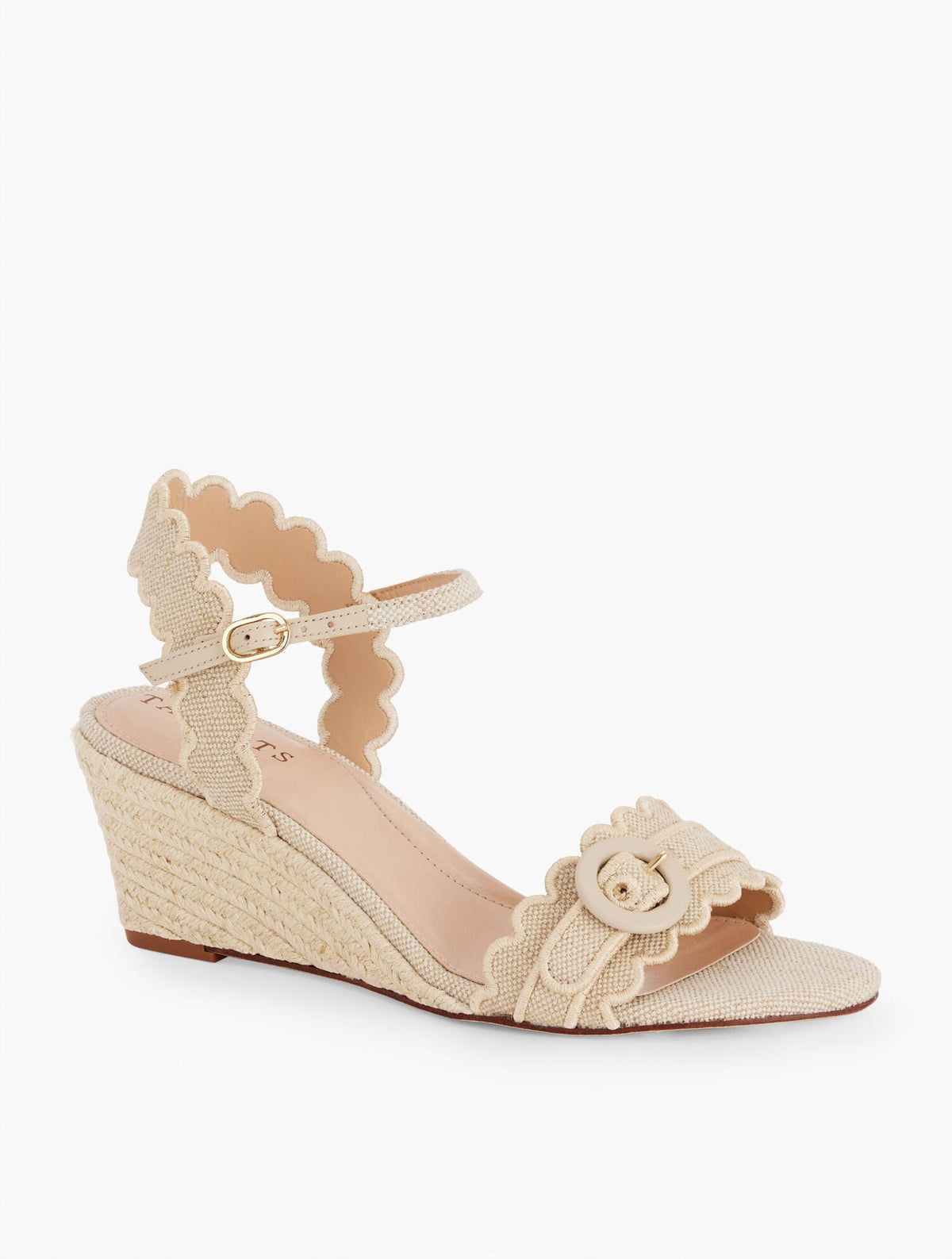ROYCE METALLIC SCALLOPED WEDGE SANDALS | Talbots