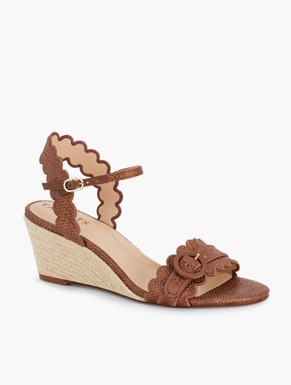 ROYCE SCALLOPED RAFFIA WEDGE SANDALS | Talbots