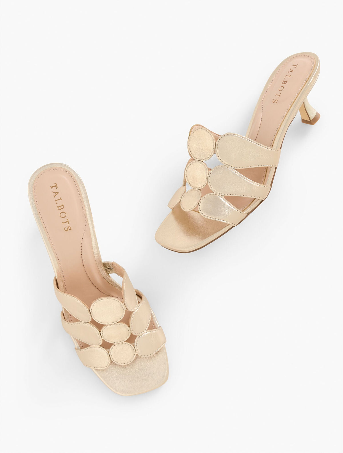 SABEL METALLIC NAPPA FLARE HEEL SANDALS | Talbots