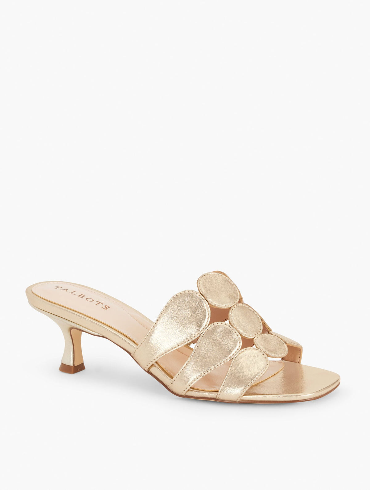 SABEL METALLIC NAPPA FLARE HEEL SANDALS | Talbots