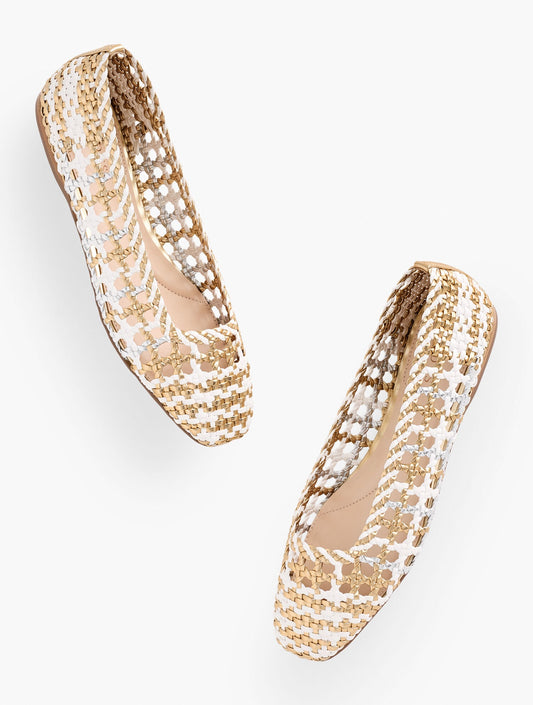 SLOANE WOVEN METALLIC BALLET FLATS | Talbots