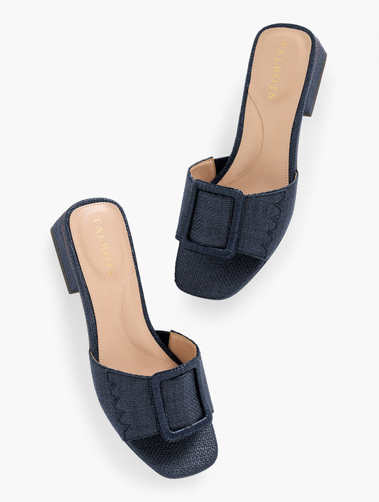 VIV BUCKLE RAFFIA SLIDES | Talbots