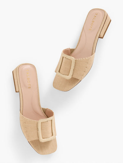 VIV BUCKLE RAFFIA SLIDES | Talbots