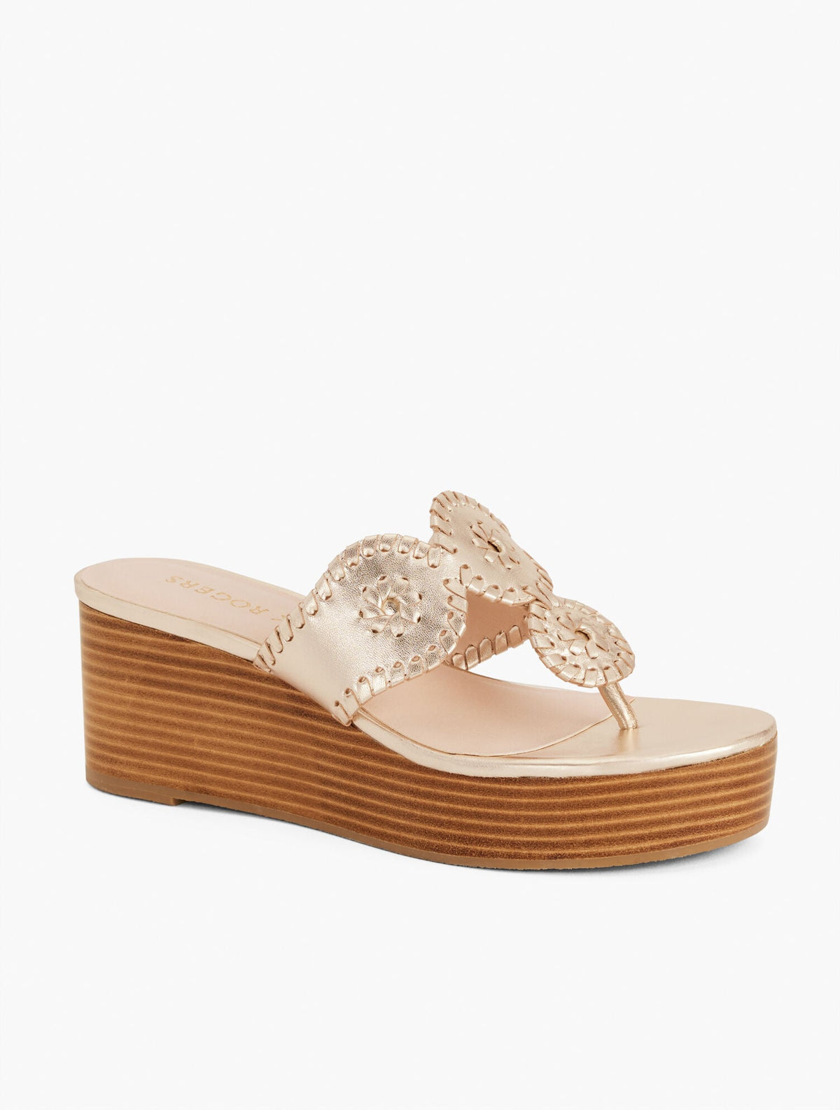 JACK ROGERS® KIMBERLY METALLIC NAPPA WEDGE SANDALS | Talbots