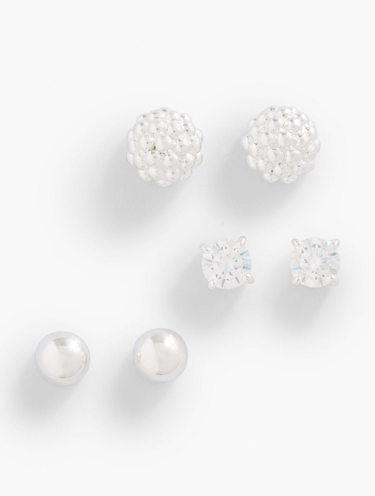 STERLING SILVER BALL CLUSTER STUD EARRING SET | Talbots