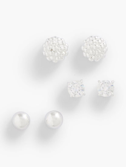 STERLING SILVER BALL CLUSTER STUD EARRING SET | Talbots