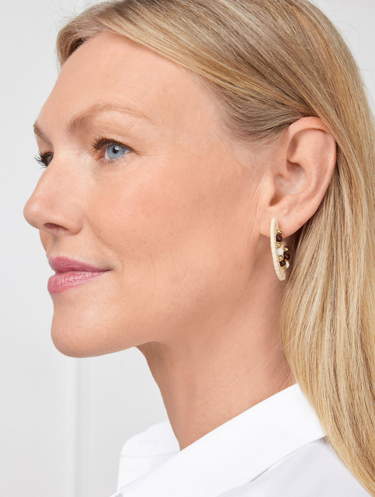 BEADED RAFFIA HOOP EARRINGS | Talbots