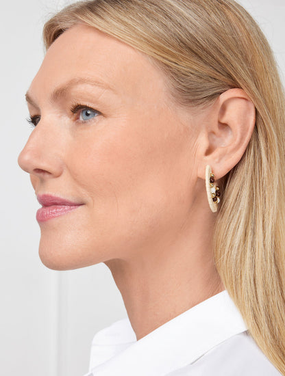 BEADED RAFFIA HOOP EARRINGS | Talbots