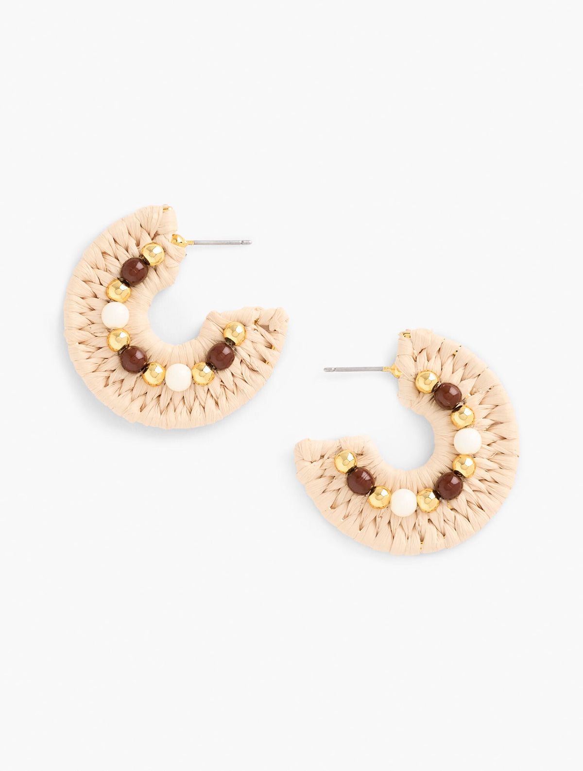 BEADED RAFFIA HOOP EARRINGS | Talbots
