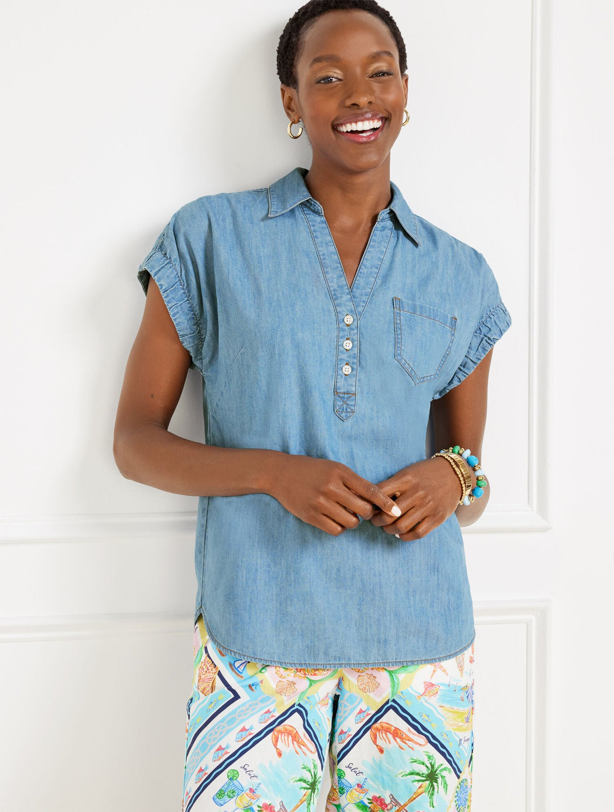 DENIM POPOVER - AZURE WASH | Talbots
