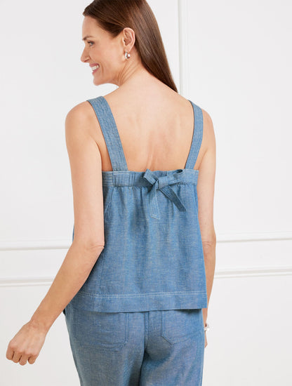 TIE BACK CHAMBRAY SHELL | Talbots