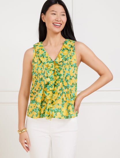 PINTUCK RUFFLE TRIM TOP - LEMON BUNCHES | Talbots