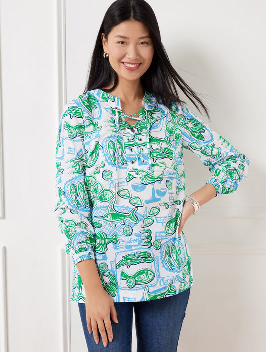 LACE-UP TUNIC - FISH MARKET | Talbots