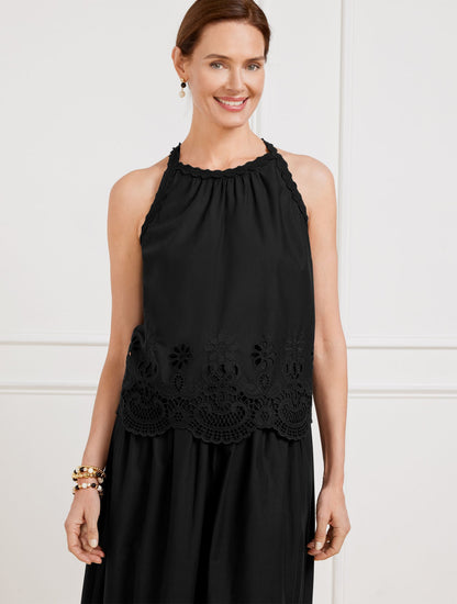 EMBROIDERED POPLIN SHELL | Talbots