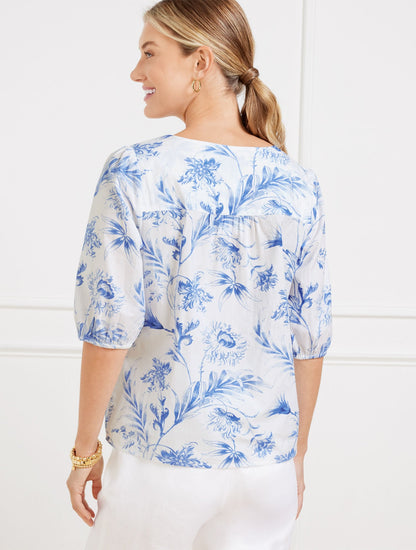 TIE FRONT TOP - OCEAN FLORA | Talbots