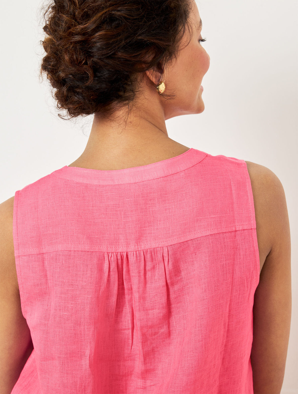 LINEN BAND COLLAR SHELL | Talbots