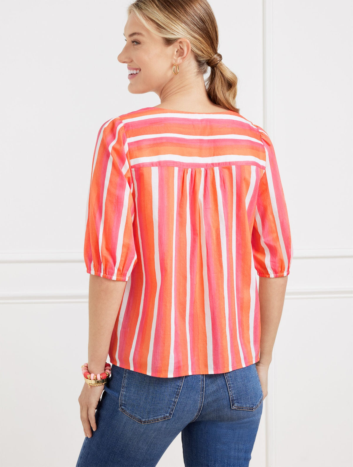 TIE FRONT TOP - PAINTED STRIPE | Talbots