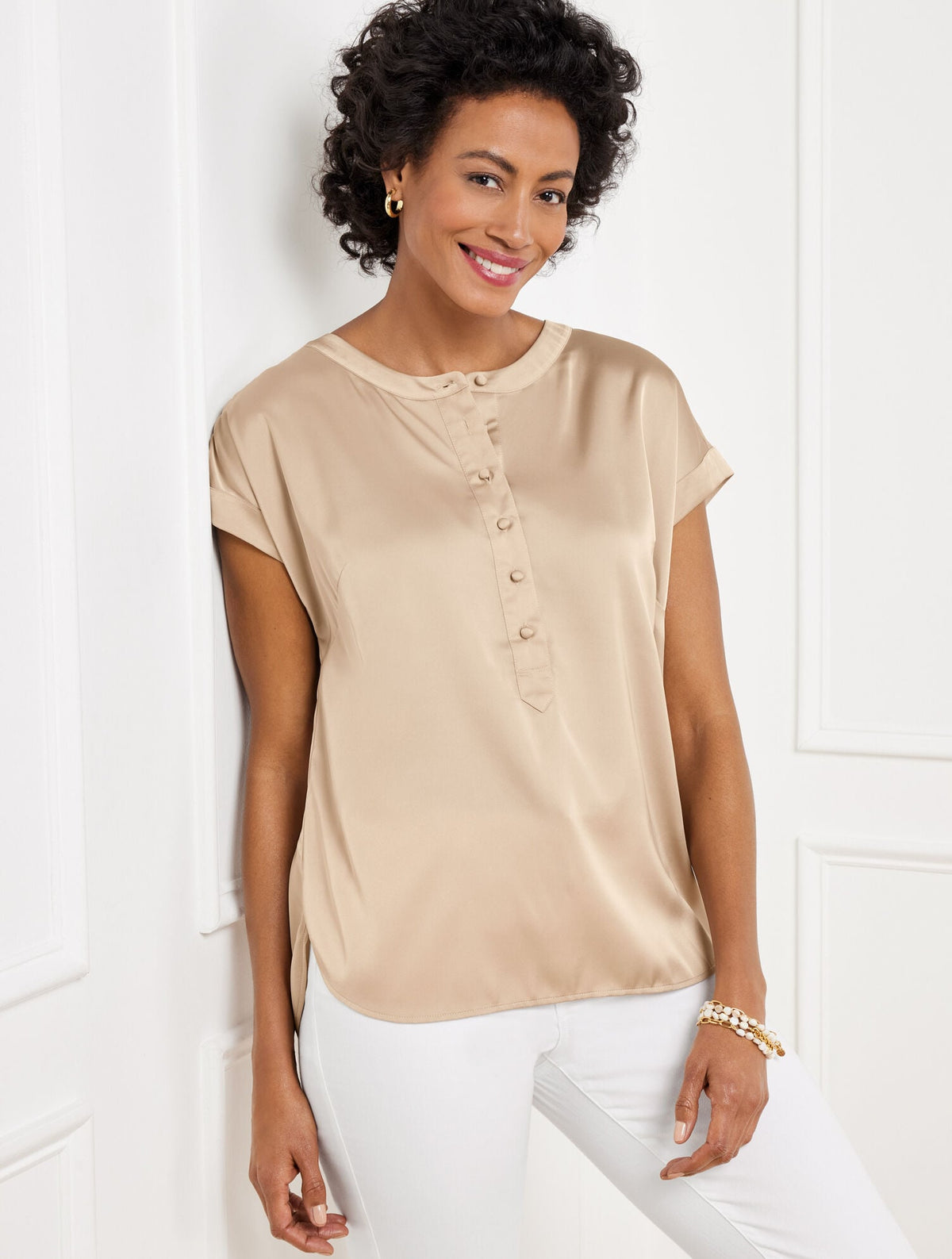 SOFT SATIN CHARMEUSE TOP | Talbots