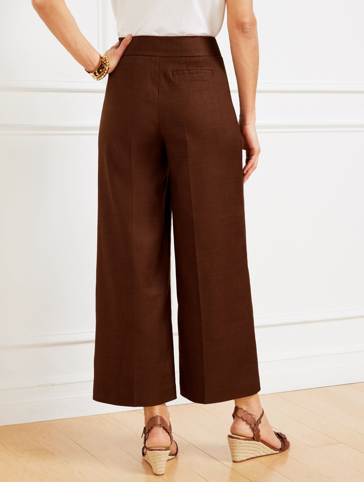 WIDE CROP LINEN BLEND PANTS | Talbots