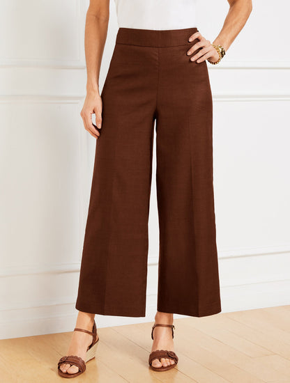WIDE CROP LINEN BLEND PANTS | Talbots