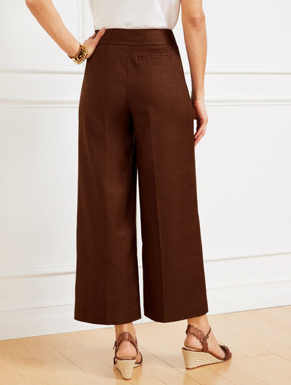 WIDE CROP LINEN BLEND PANTS | Talbots