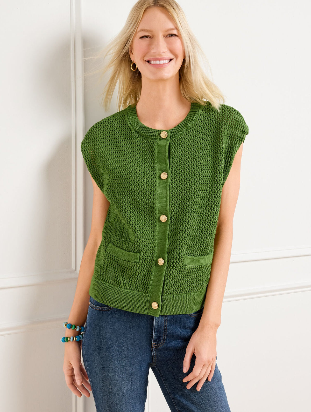 MESH STITCH SWEATER SHELL | Talbots