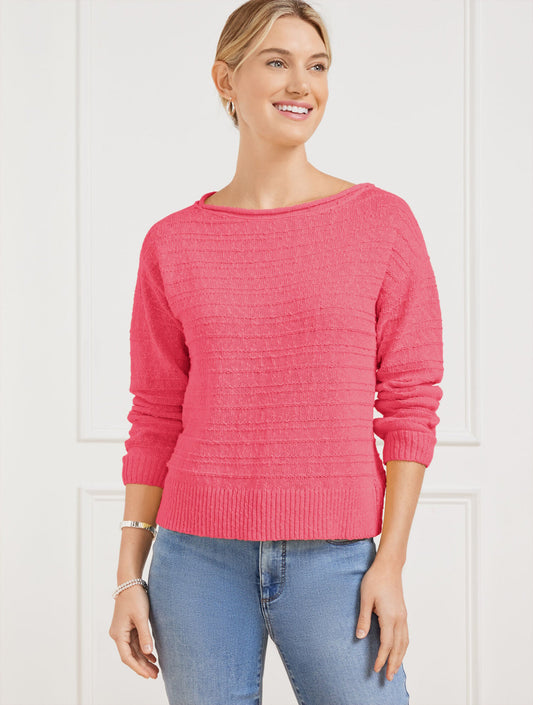 TEXTURED BOATNECK PULLOVER | Talbots