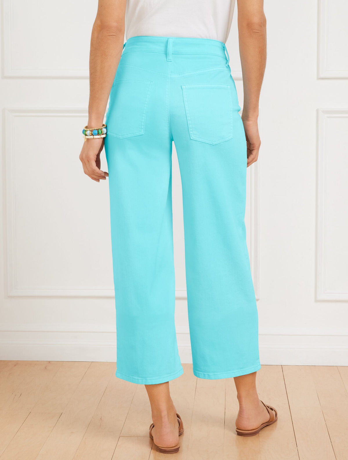 HIGH WAIST WIDE CROP JEANS - VIVID TURQUOISE | Talbots
